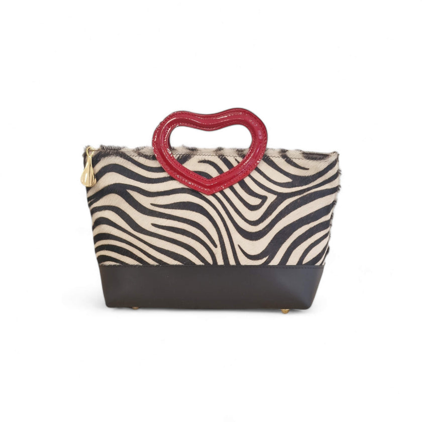 Viola Ricci Love - Borsa in pelle bianco e nero - cuore In Saldo