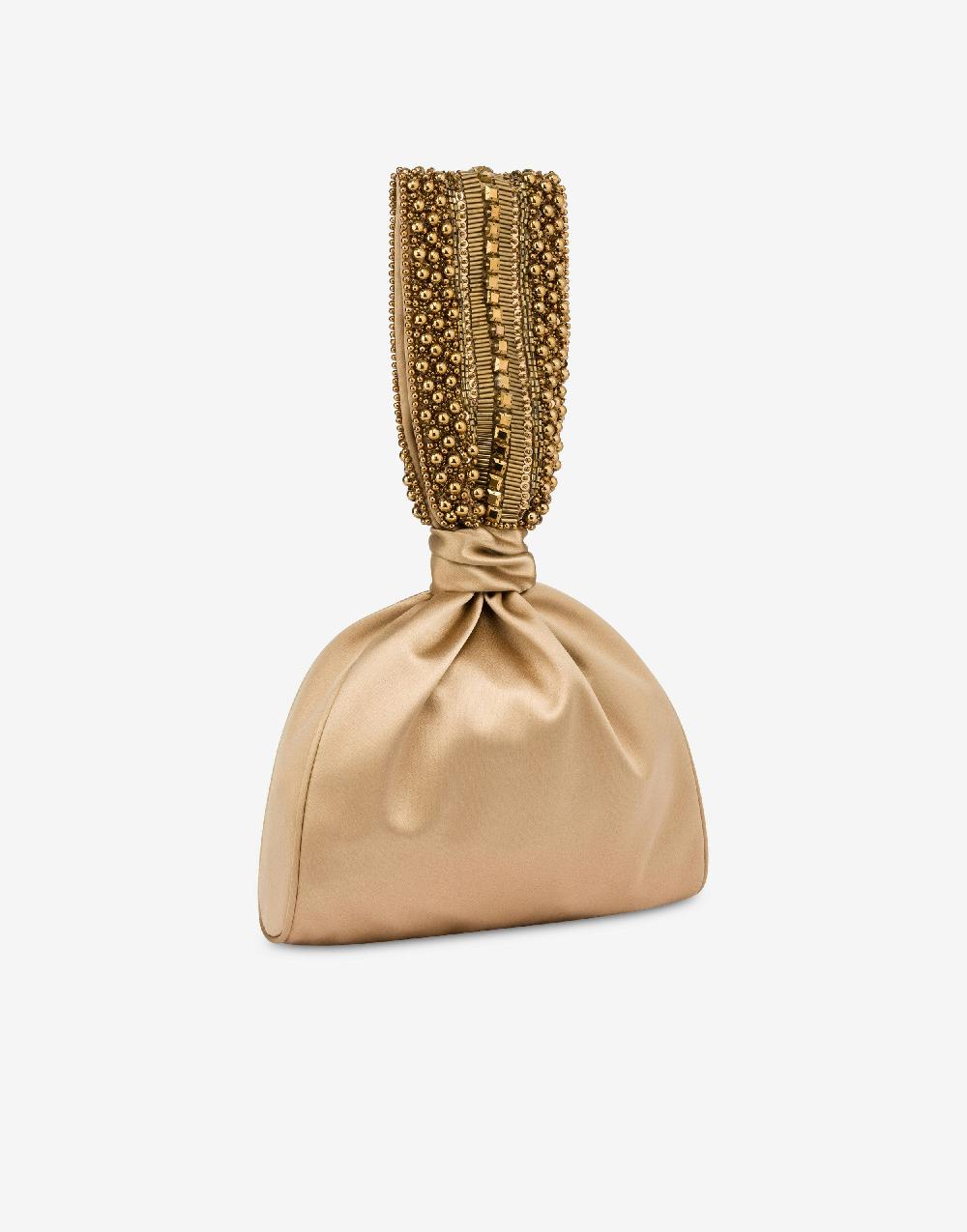 Alberta Ferretti Bucket bag da sera in raso con ricamo perline e strass Offerta