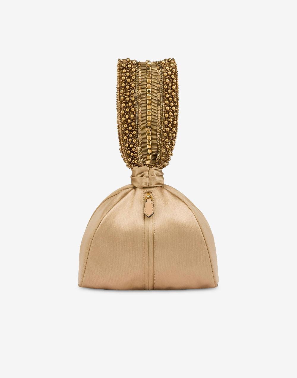 Alberta Ferretti Bucket bag da sera in raso con ricamo perline e strass Offerta