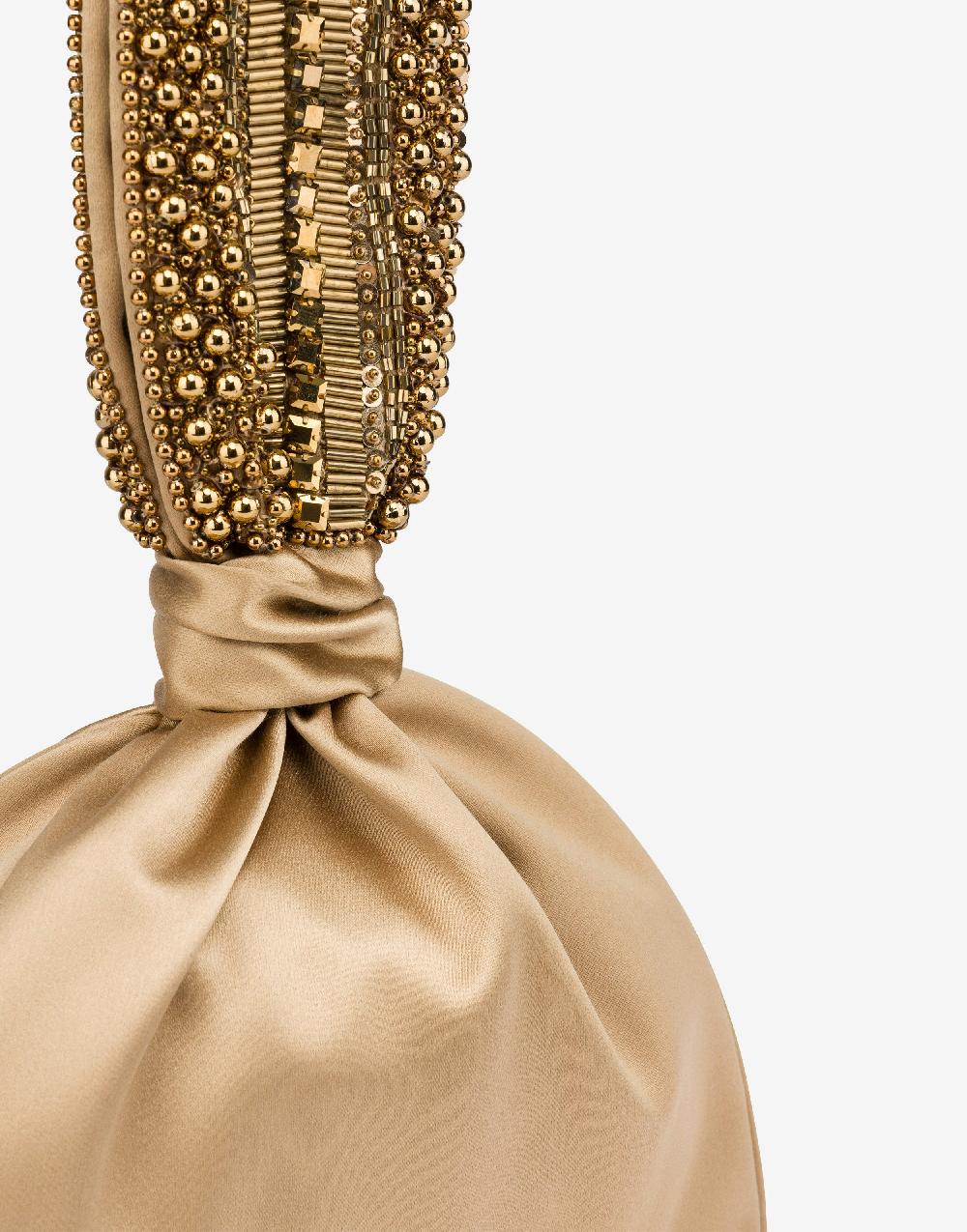 Alberta Ferretti Bucket bag da sera in raso con ricamo perline e strass Offerta
