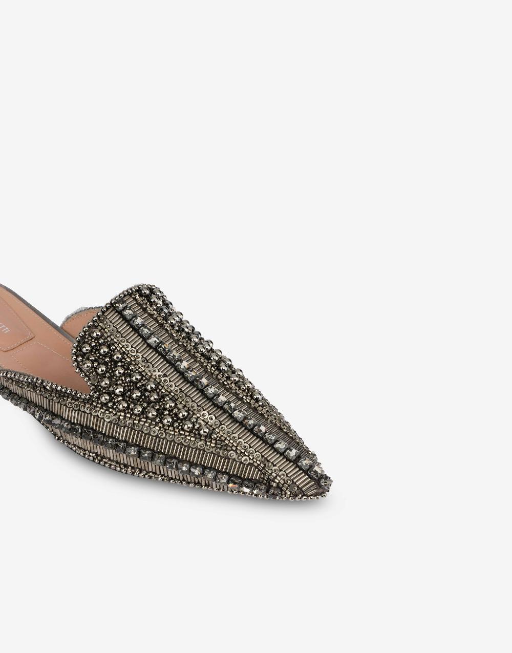 Alberta Ferretti Mia Mule in raso con ricamo perline e strass Online