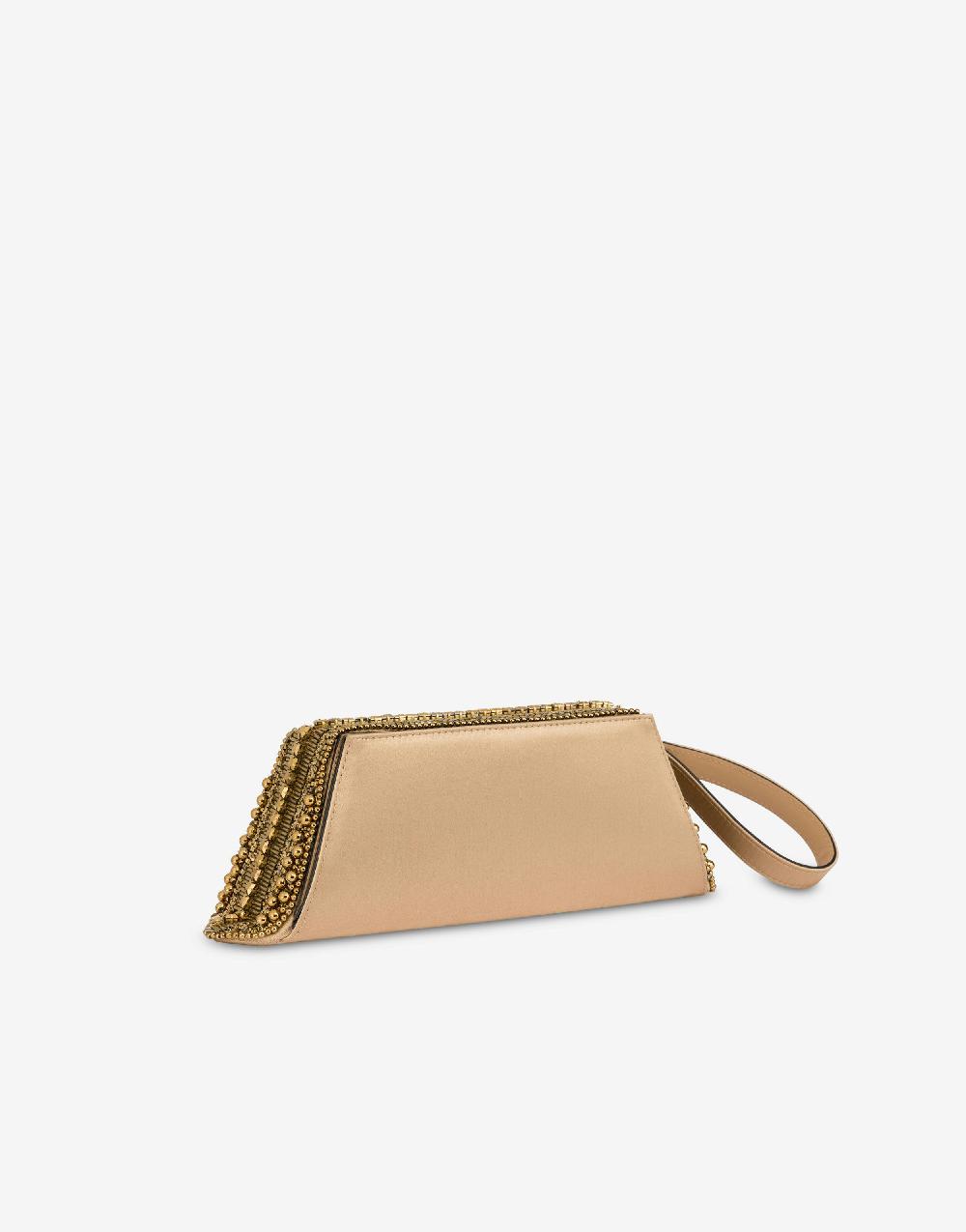 Alberta Ferretti Box clutch in raso con ricamo perline e strass Outlet