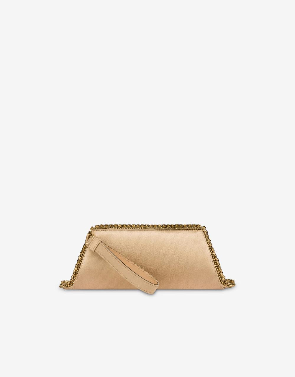 Alberta Ferretti Box clutch in raso con ricamo perline e strass Outlet