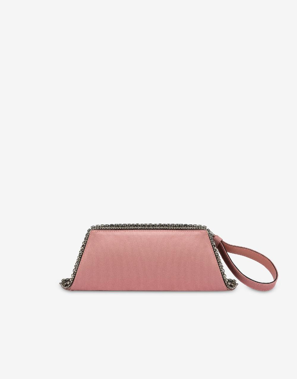 Alberta Ferretti Box clutch in raso con ricamo perline e strass