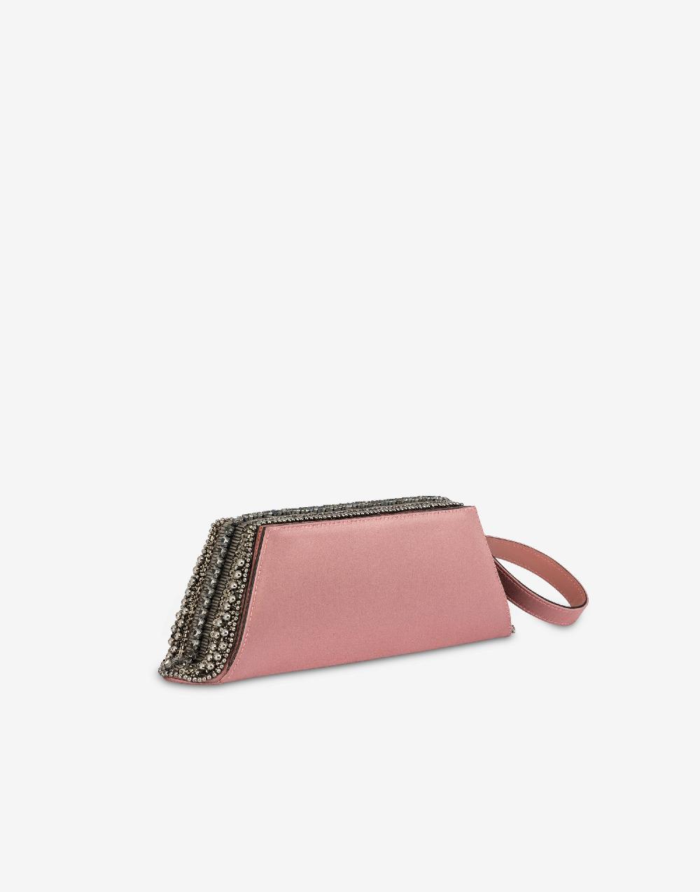 Alberta Ferretti Box clutch in raso con ricamo perline e strass Vendita Economica