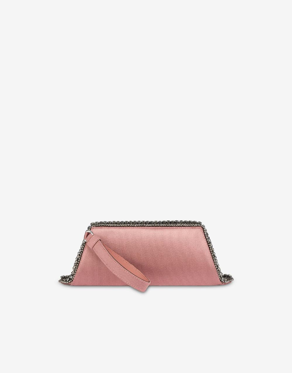 Alberta Ferretti Box clutch in raso con ricamo perline e strass Vendita Economica