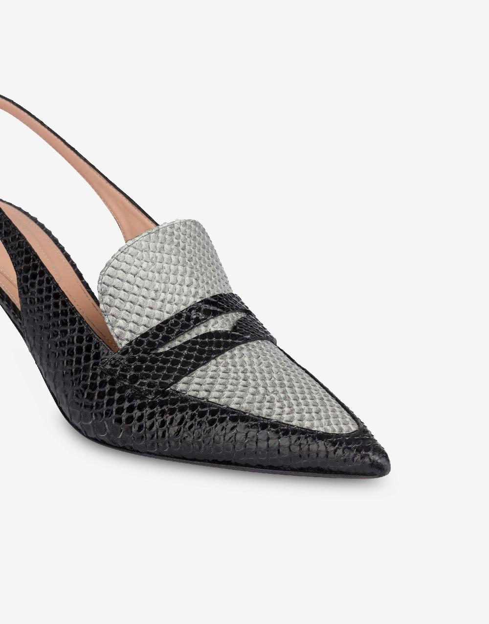 Alberta Ferretti Slingback in vitello stampa pitone bicolor degradé In Saldo