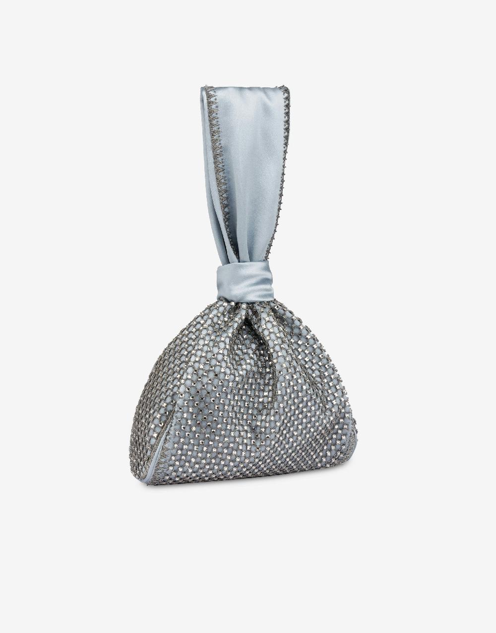 Alberta Ferretti Bucket bag da sera in raso con ricamo strass Moda