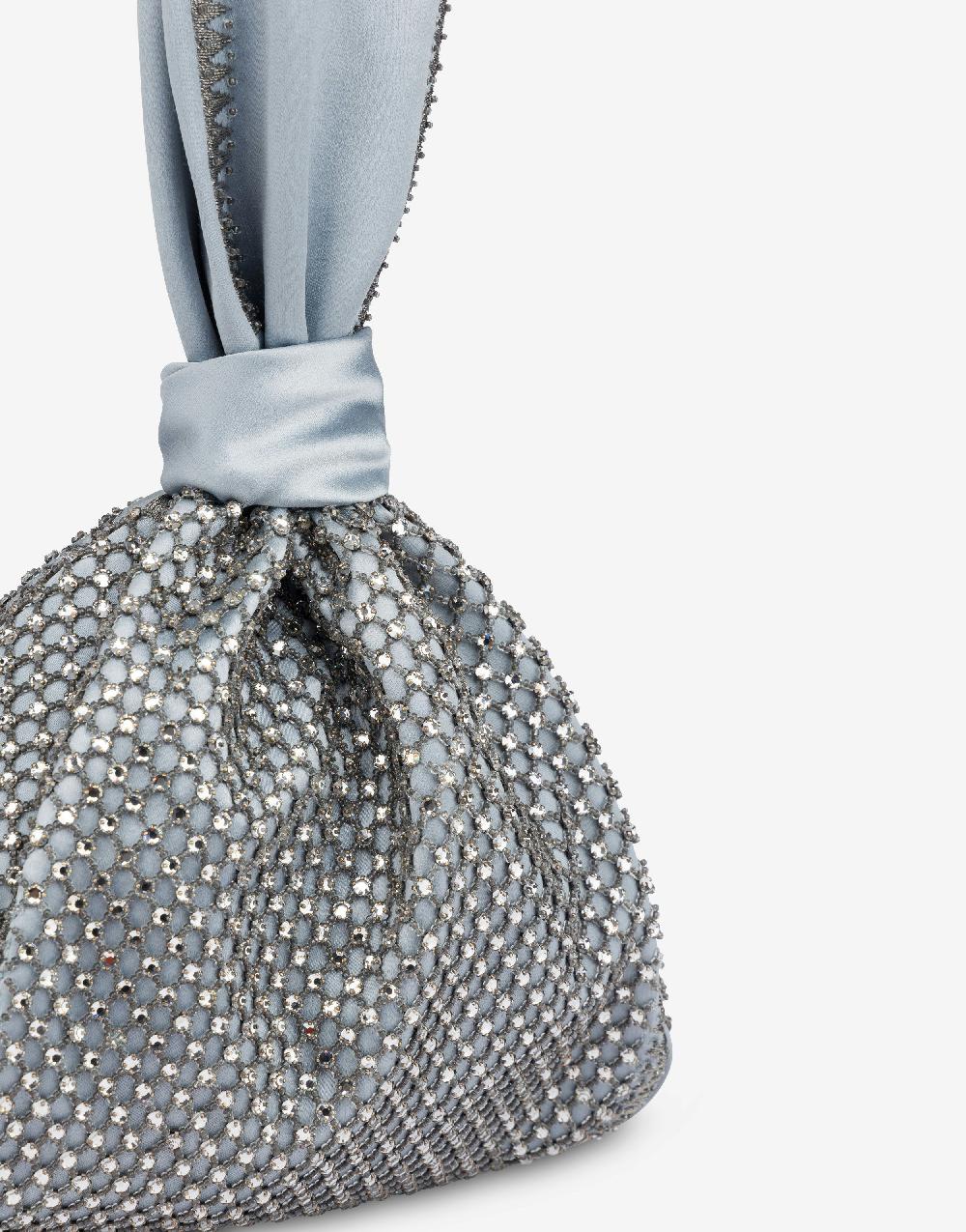 Alberta Ferretti Bucket bag da sera in raso con ricamo strass Moda