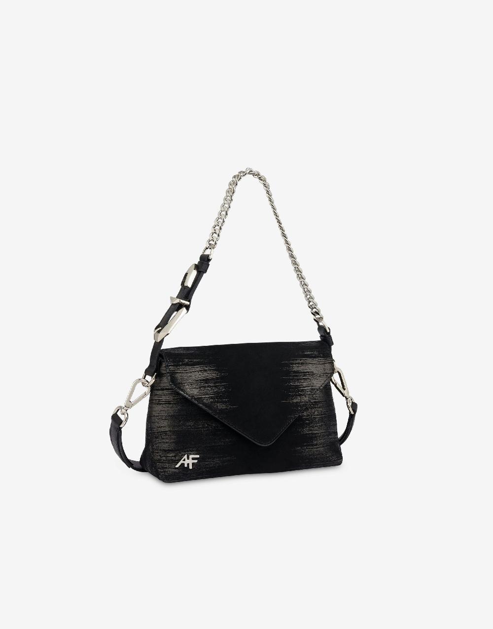 Alberta Ferretti Dori bag small in camoscio con serigrafia lamina 2025