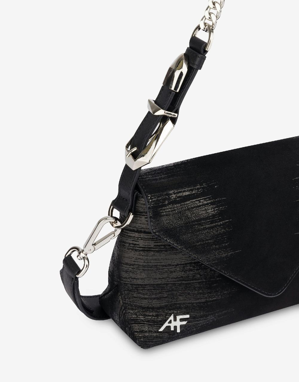 Alberta Ferretti Dori bag small in camoscio con serigrafia lamina 2025