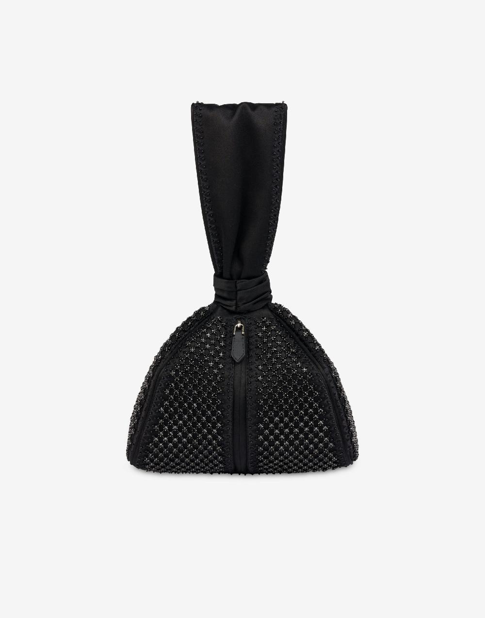 Alberta Ferretti Bucket bag da sera in raso con ricamo strass Shopping online
