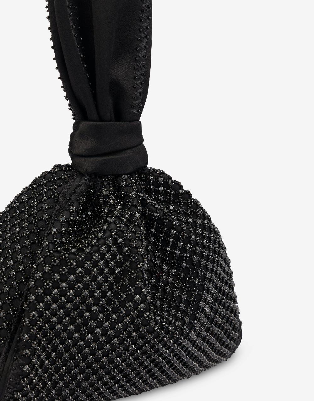 Alberta Ferretti Bucket bag da sera in raso con ricamo strass Shopping online