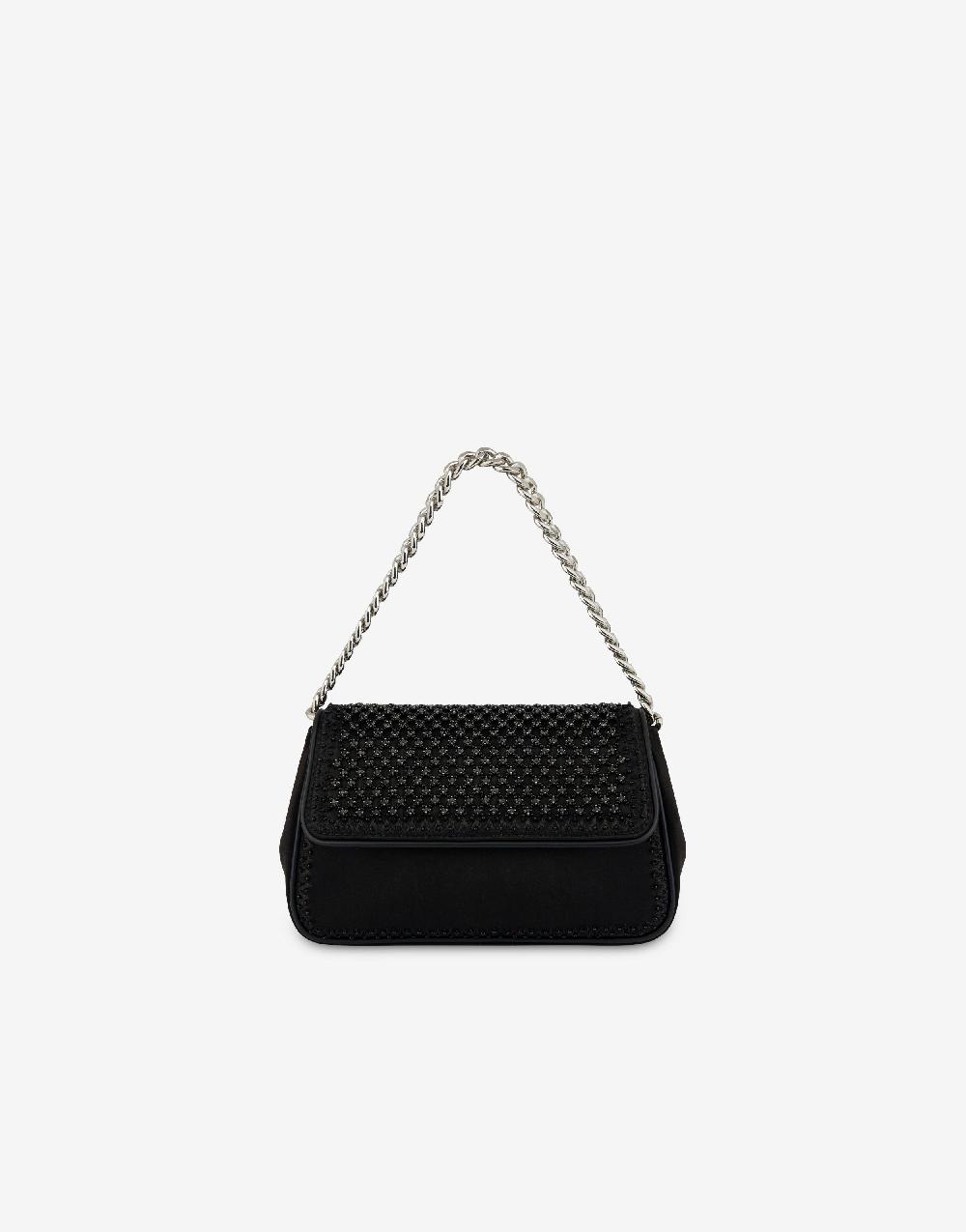 Alberta Ferretti Borsa a spalla in raso con ricamo strass Nuovo