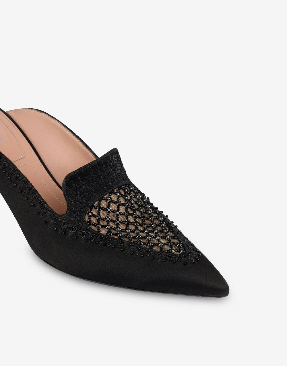 Alberta Ferretti Sabot in raso con ricamo strass Promozione