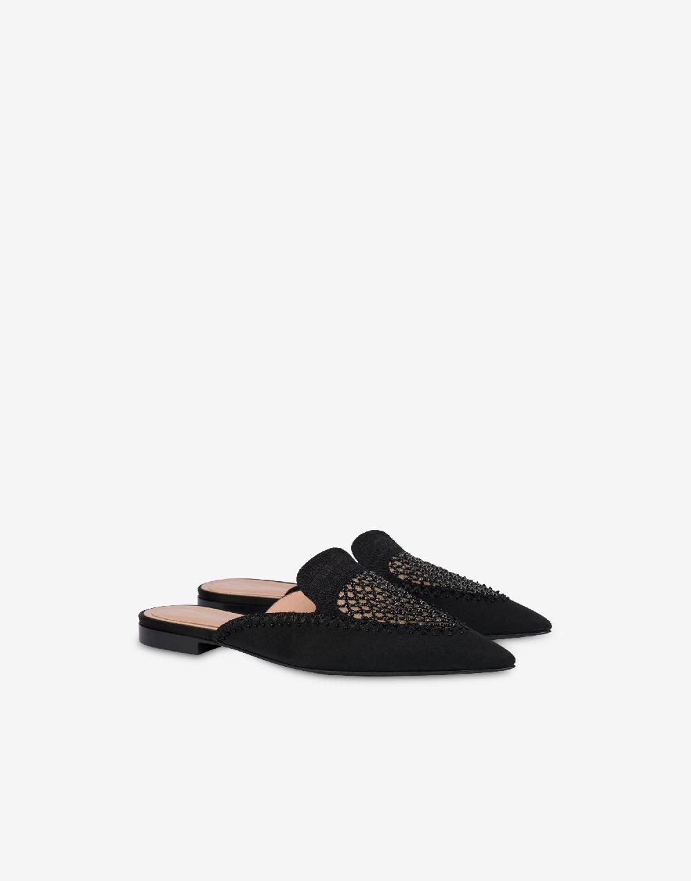 Alberta Ferretti Mia Mule in raso con ricamo strass Spedizione Gratuita