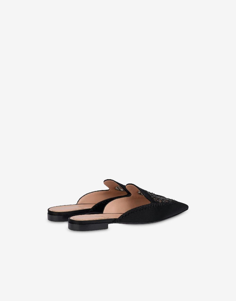 Alberta Ferretti Mia Mule in raso con ricamo strass Spedizione Gratuita