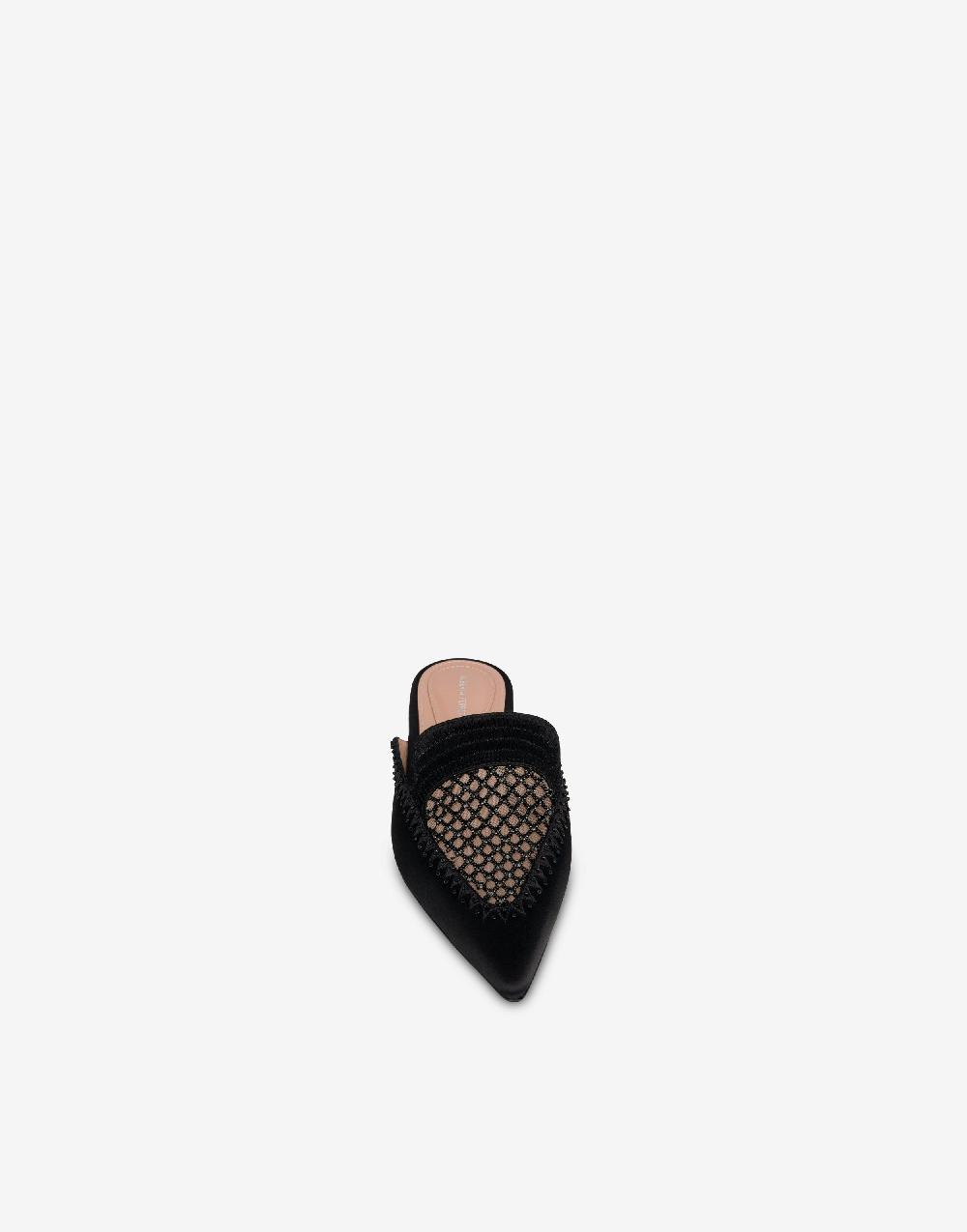 Alberta Ferretti Mia Mule in raso con ricamo strass Spedizione Gratuita
