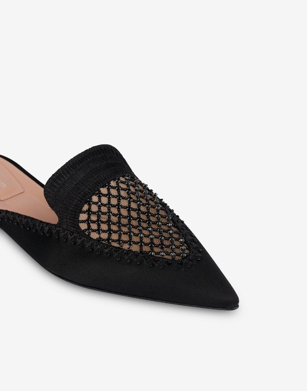 Alberta Ferretti Mia Mule in raso con ricamo strass Spedizione Gratuita