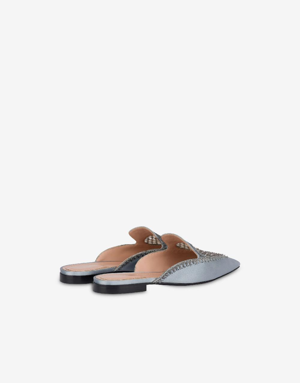Alberta Ferretti Mia Mule in raso con ricamo strass Pezzi Unici