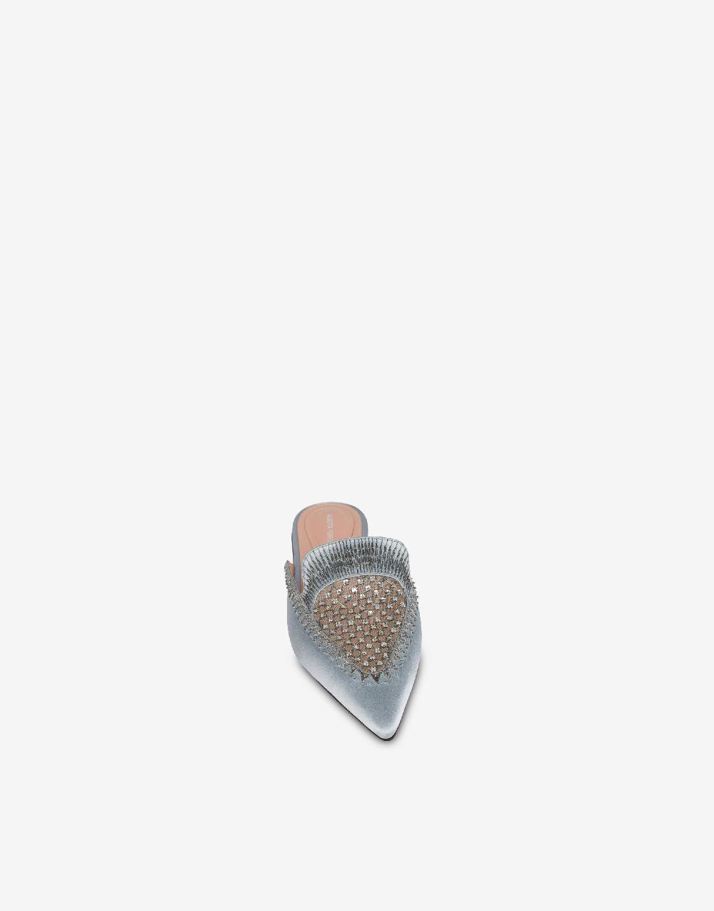Alberta Ferretti Mia Mule in raso con ricamo strass Pezzi Unici