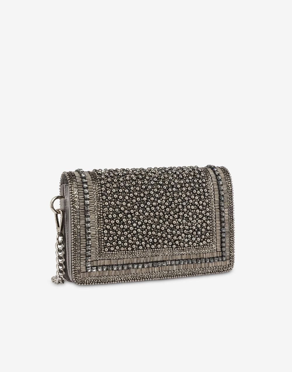 Alberta Ferretti Clutch in raso con ricamo perline e strass Shopping Online