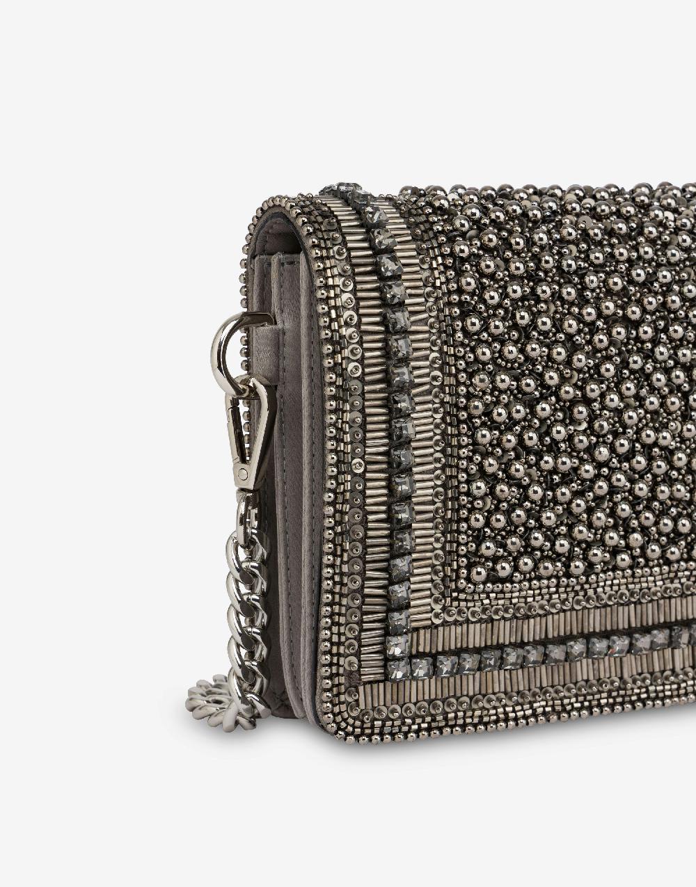 Alberta Ferretti Clutch in raso con ricamo perline e strass Shopping Online