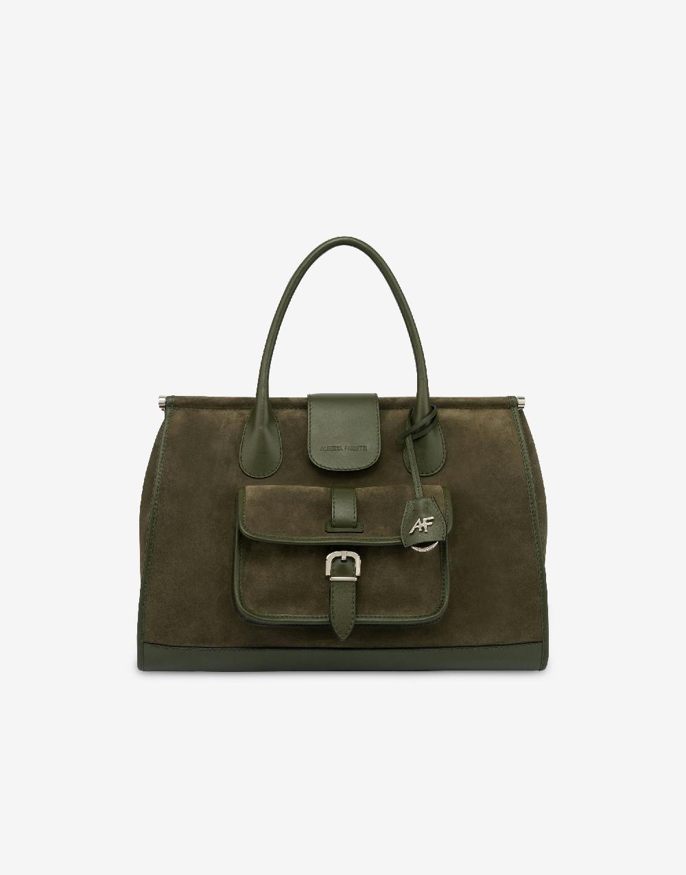 Alberta Ferretti Borsa doppio manico in camoscio Economico