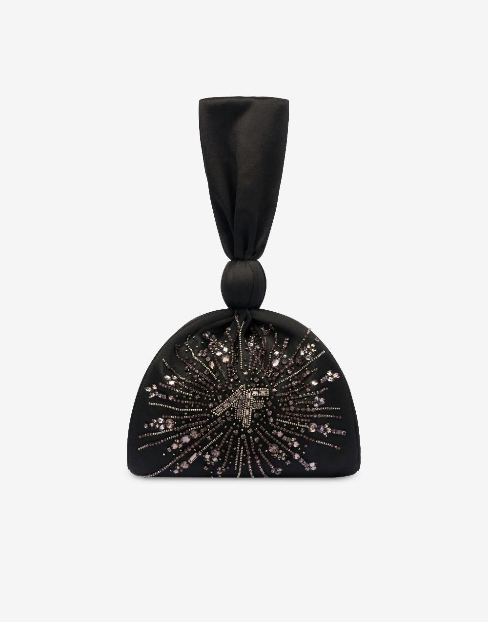 Alberta Ferretti Bucket bag in raso con ricamo perline e strass Vendite Flash