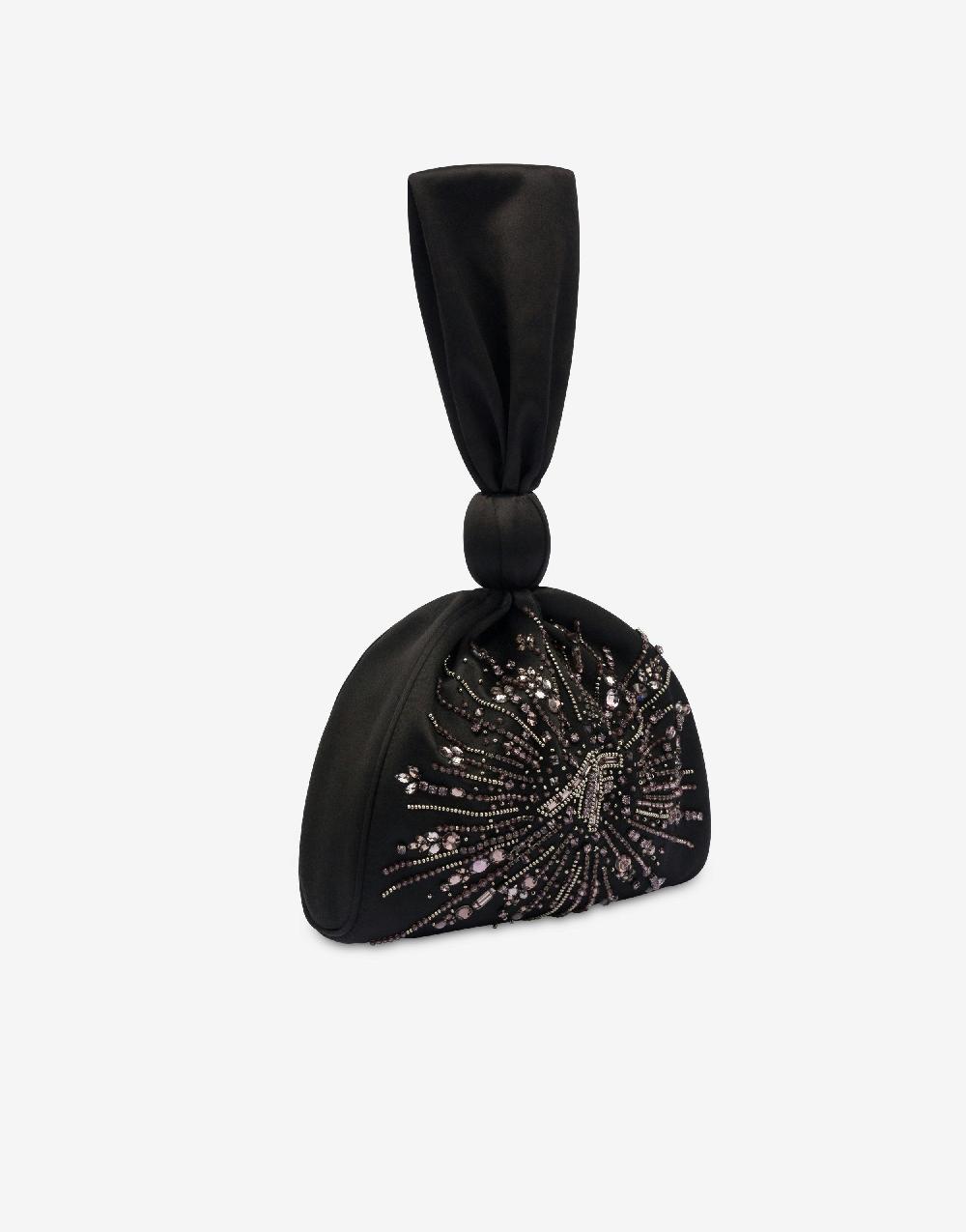 Alberta Ferretti Bucket bag in raso con ricamo perline e strass Vendite Flash