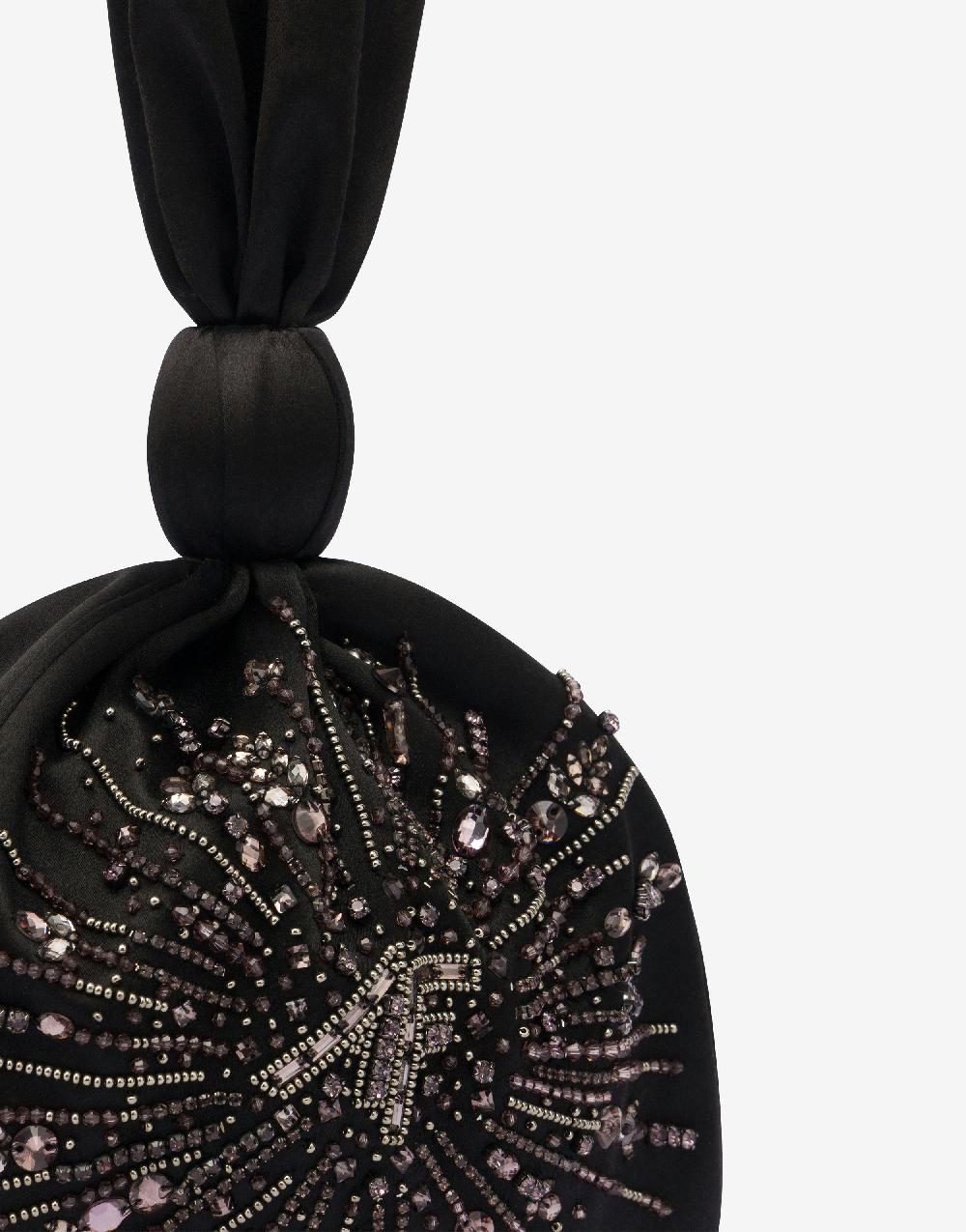 Alberta Ferretti Bucket bag in raso con ricamo perline e strass Vendite Flash