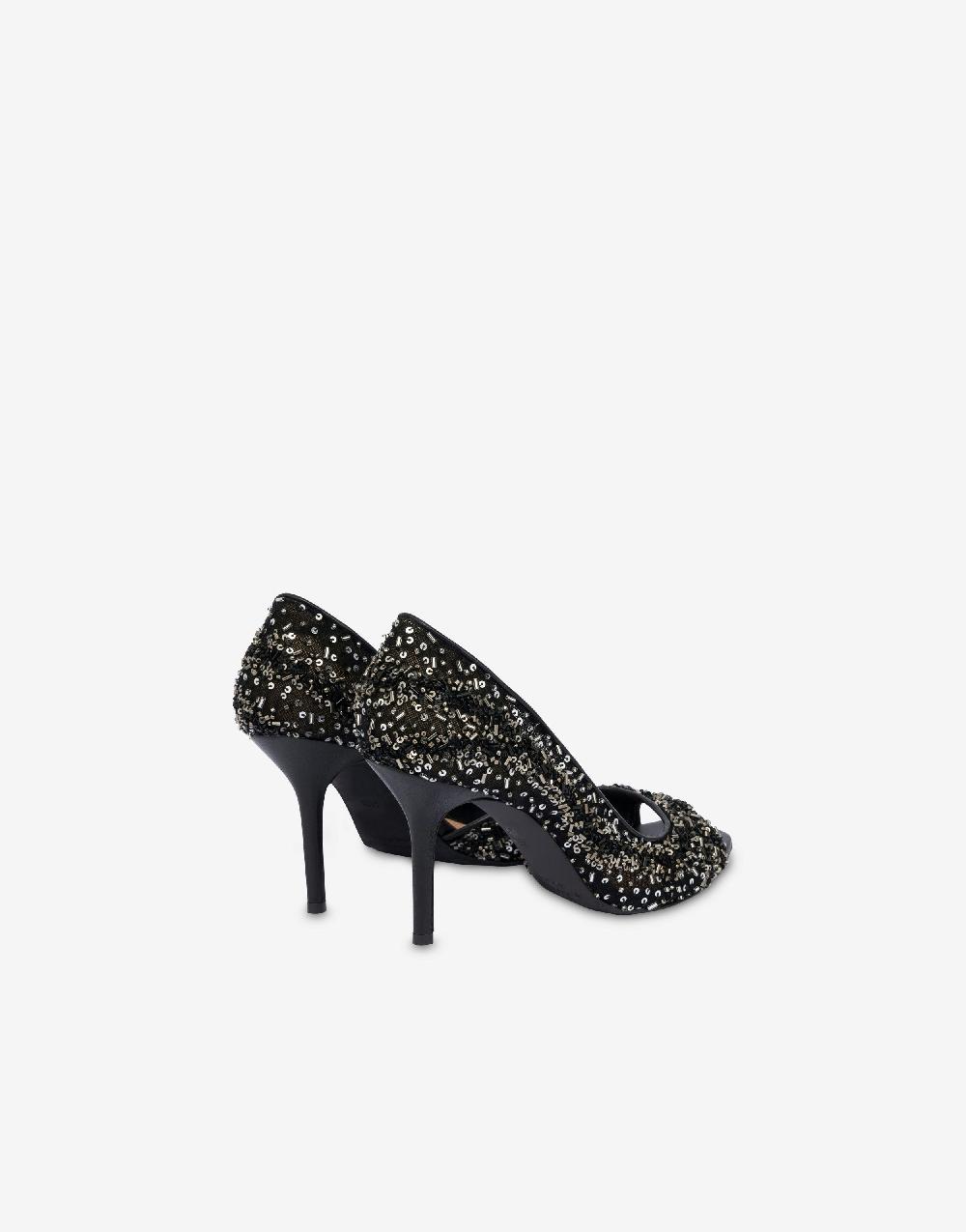 Alberta Ferretti Décolleté d'Orsay in rete con paillettes e perline Negozio