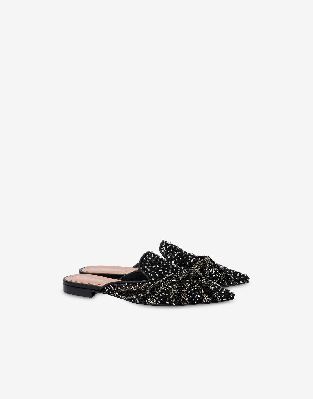 Alberta Ferretti Mia Mule in rete con paillettes e perline In Saldo