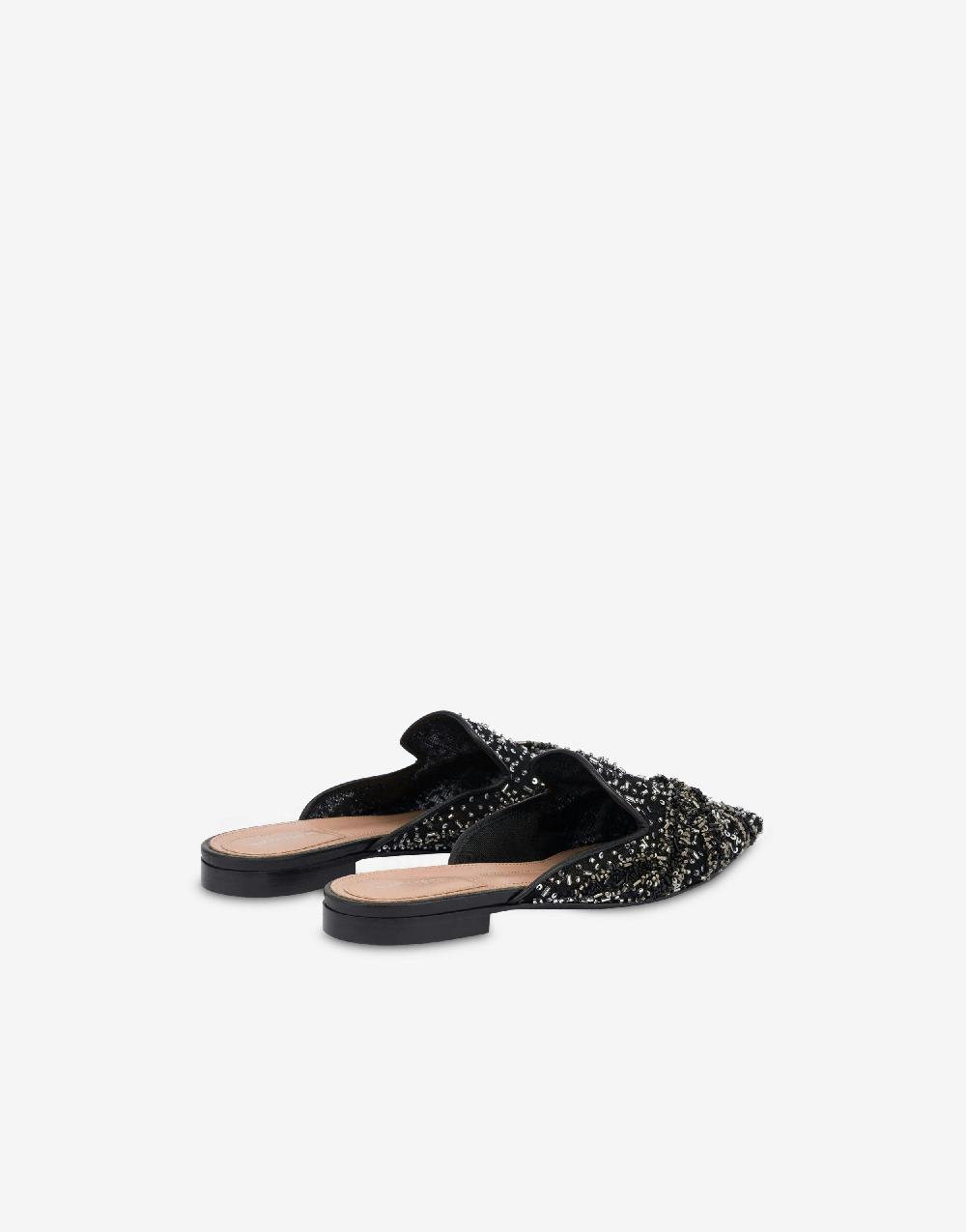 Alberta Ferretti Mia Mule in rete con paillettes e perline In Saldo