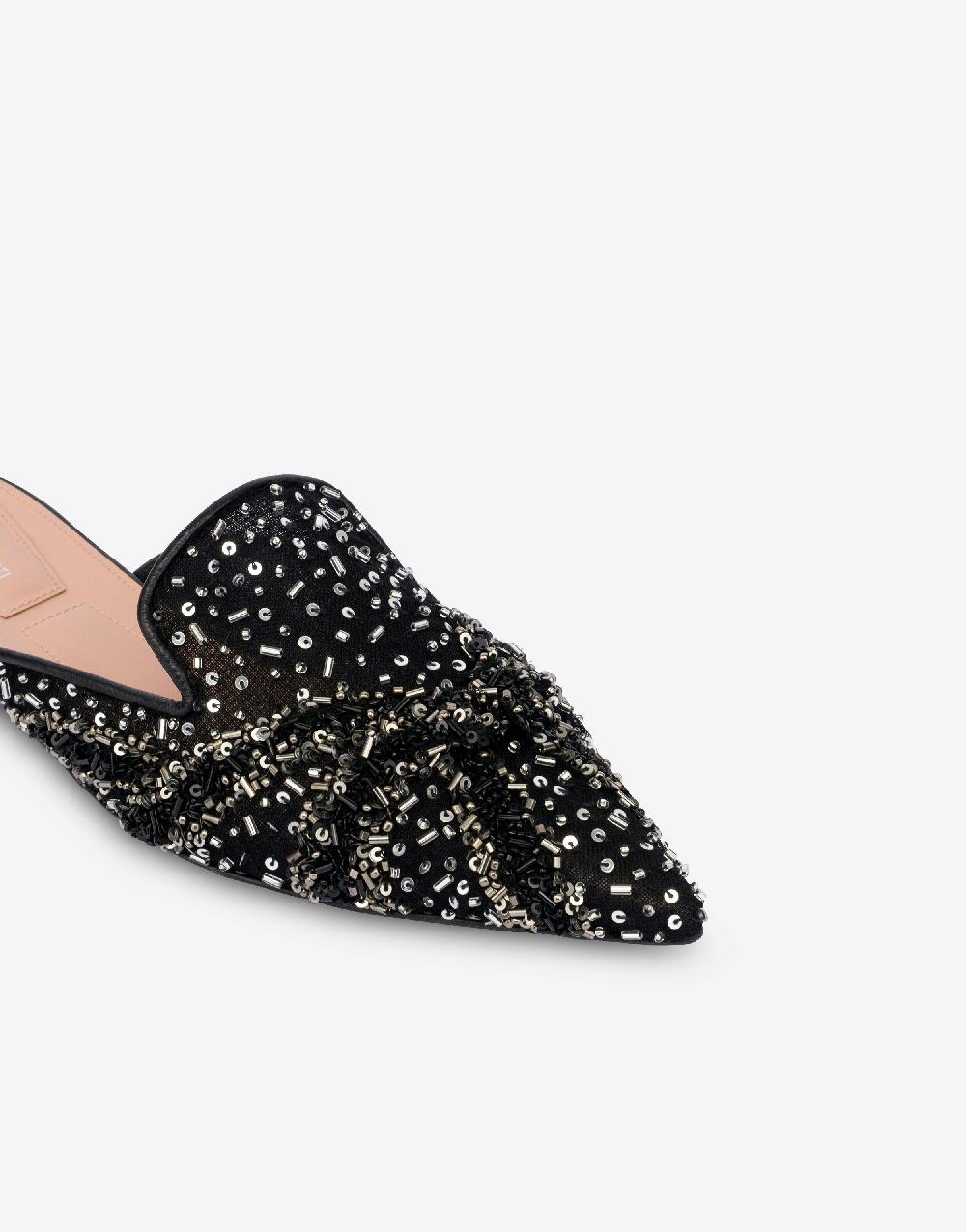 Alberta Ferretti Mia Mule in rete con paillettes e perline In Saldo