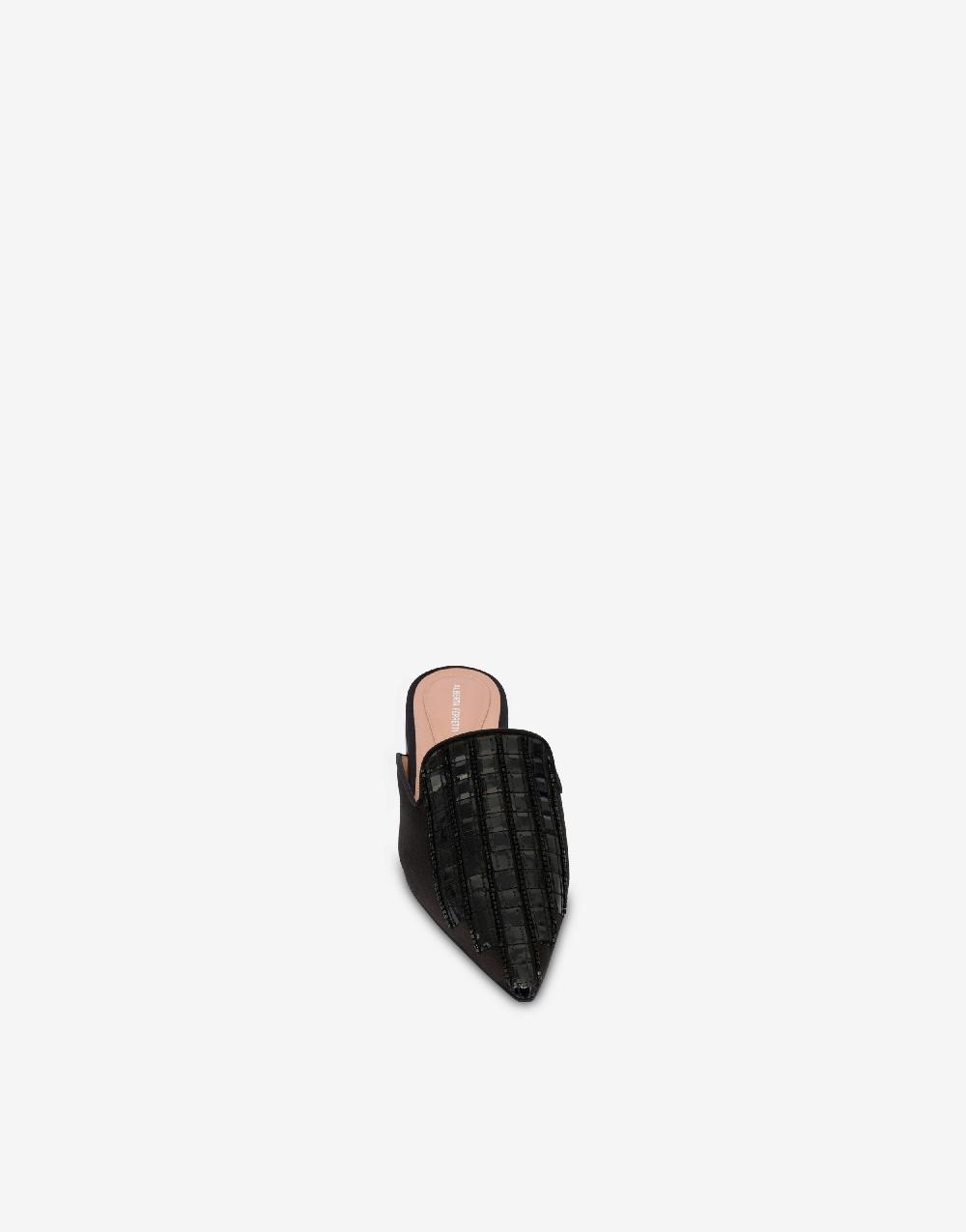 Alberta Ferretti Mia Mule in raso con ricamo effetto gessato Moda
