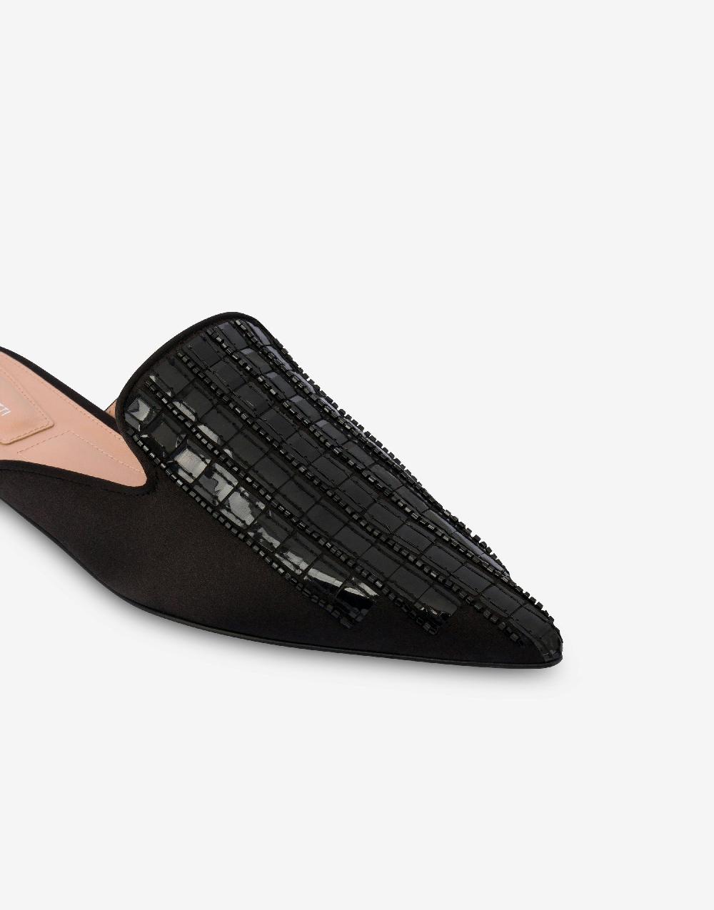 Alberta Ferretti Mia Mule in raso con ricamo effetto gessato Moda