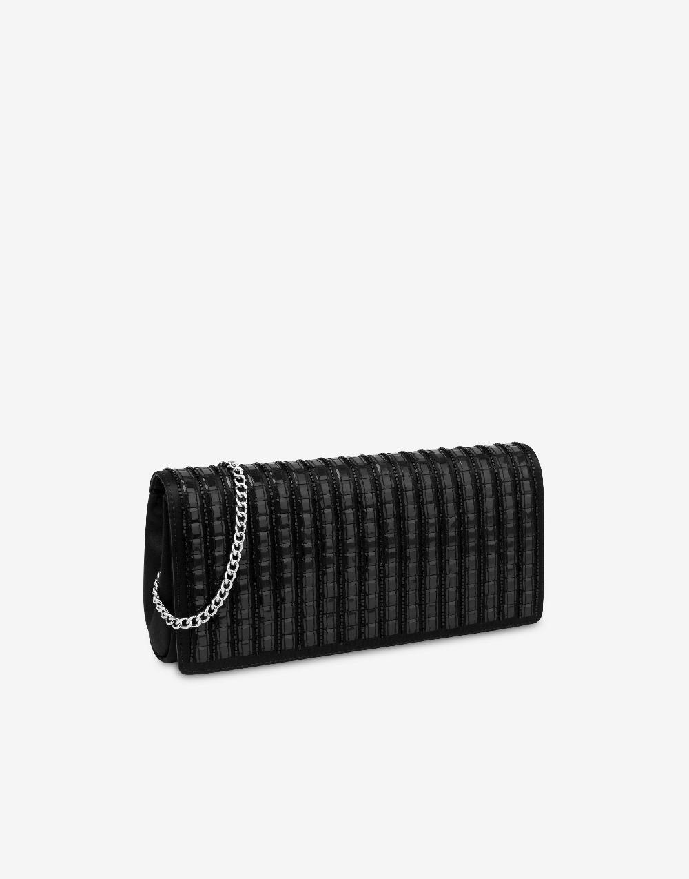Alberta Ferretti Clutch in raso con ricamo effetto gessato Fino al 65% di sconto