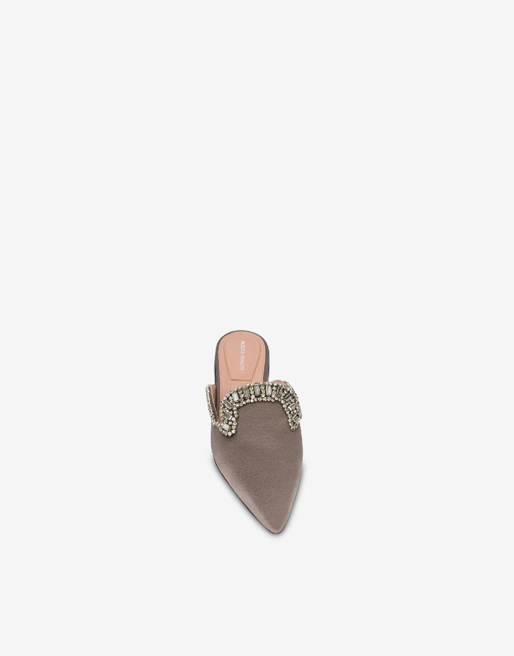 Alberta Ferretti Mia Mule in raso con ricamo effetto gioiello Vendita