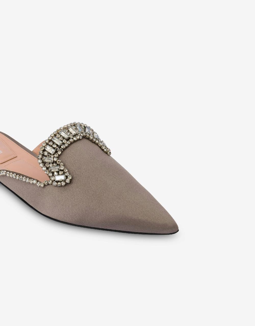 Alberta Ferretti Mia Mule in raso con ricamo effetto gioiello Vendita