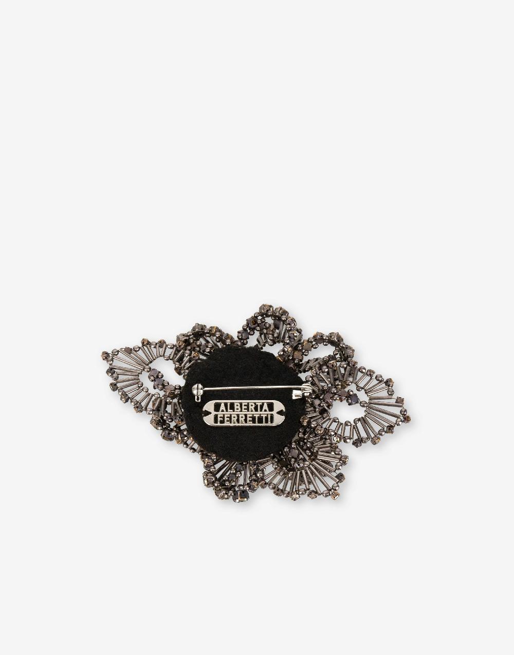 Alberta Ferretti Spilla bijoux a fiore argento con pietre e perline Affare Del Giorno