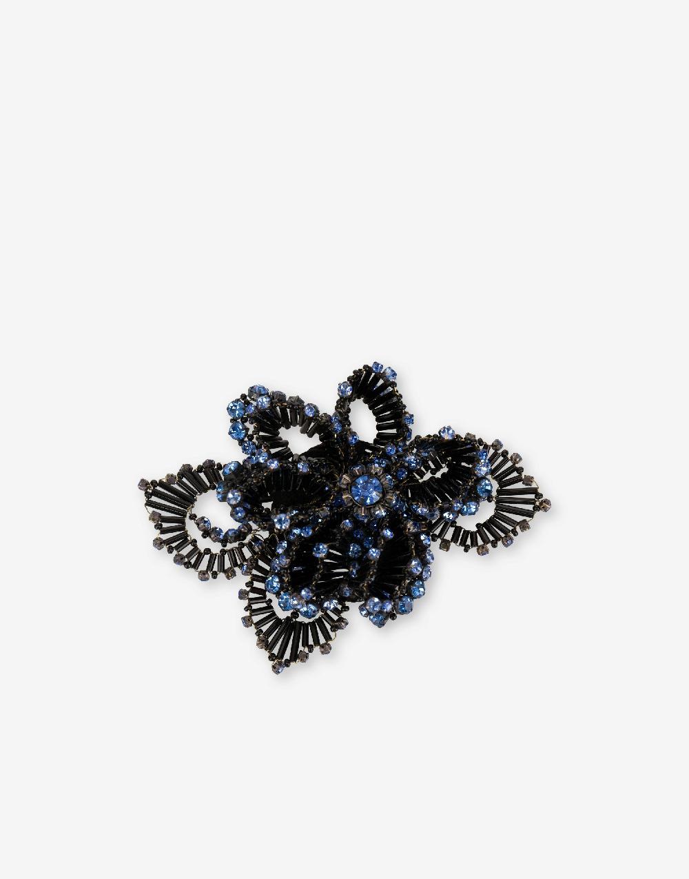 Alberta Ferretti Spilla bijoux a fiore blu con pietre e perline Prezzo Ridotto