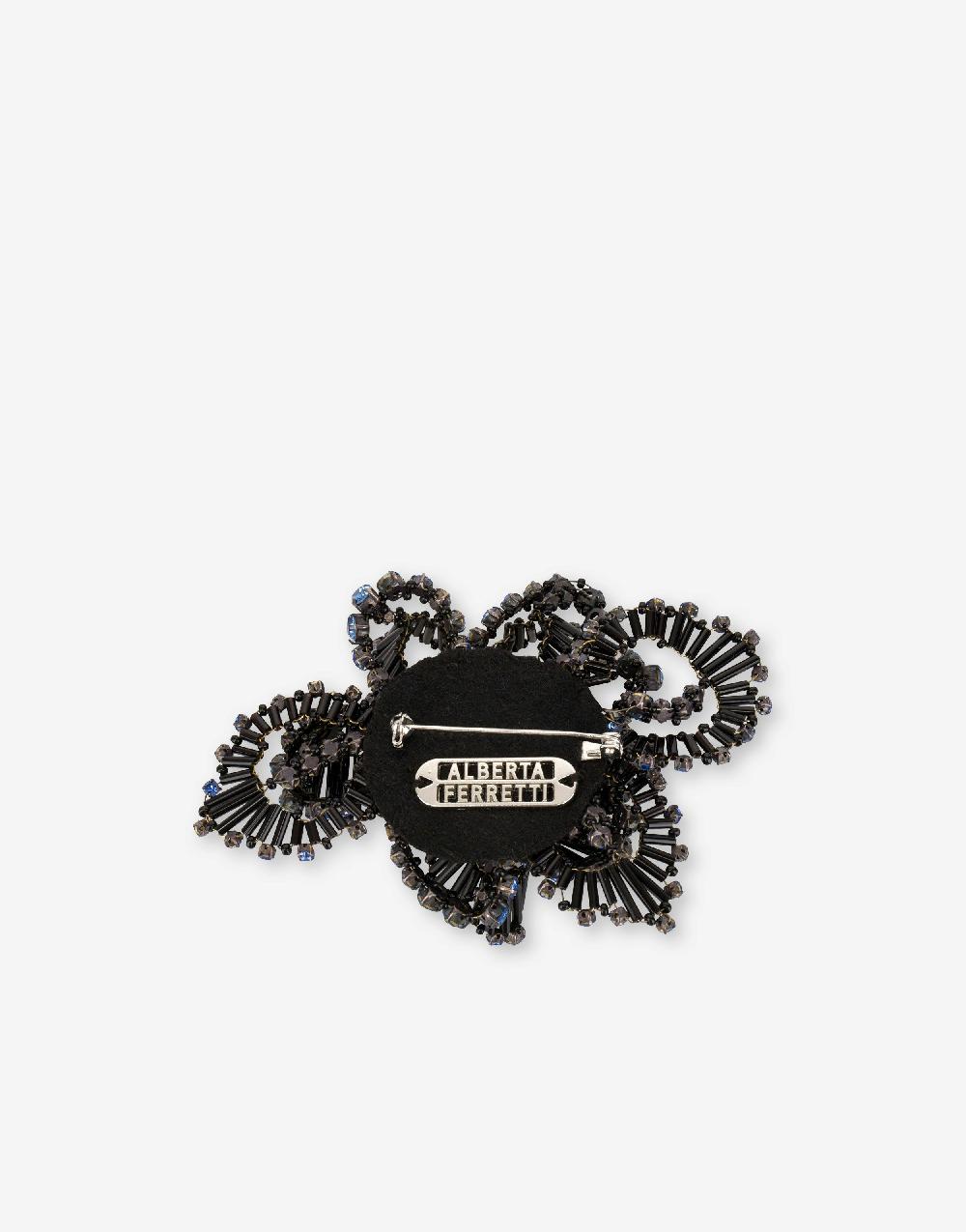 Alberta Ferretti Spilla bijoux a fiore blu con pietre e perline Prezzo Ridotto