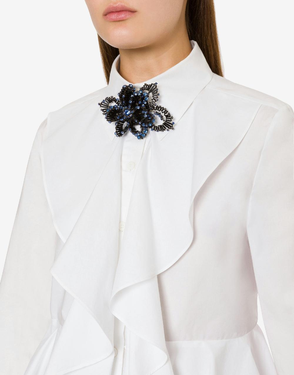Alberta Ferretti Spilla bijoux a fiore blu con pietre e perline Prezzo Ridotto