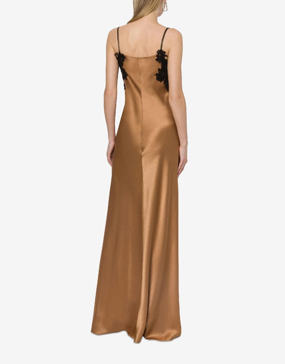 Alberta Ferretti Abito in raso con tulle e pizzo Offerta