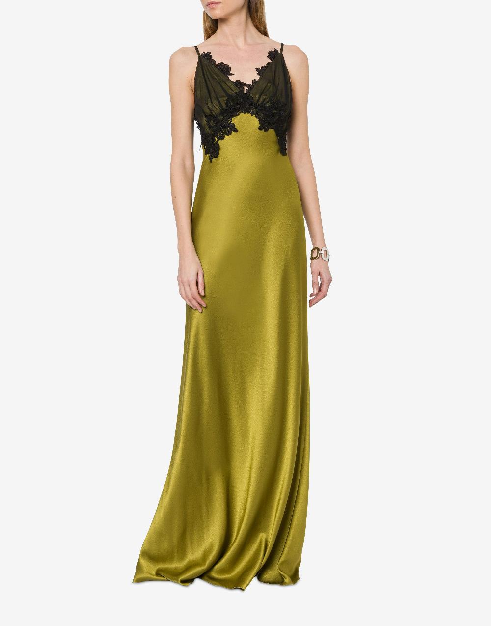 Alberta Ferretti Abito in raso con tulle e pizzo Economico