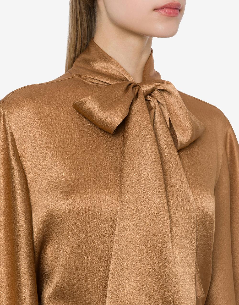 Alberta Ferretti Camicia in raso con collo lavallière Outlet