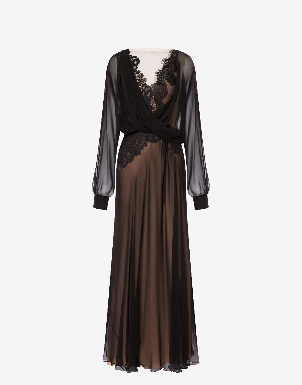 Alberta Ferretti Abito in chiffon organico con pizzo Offerte