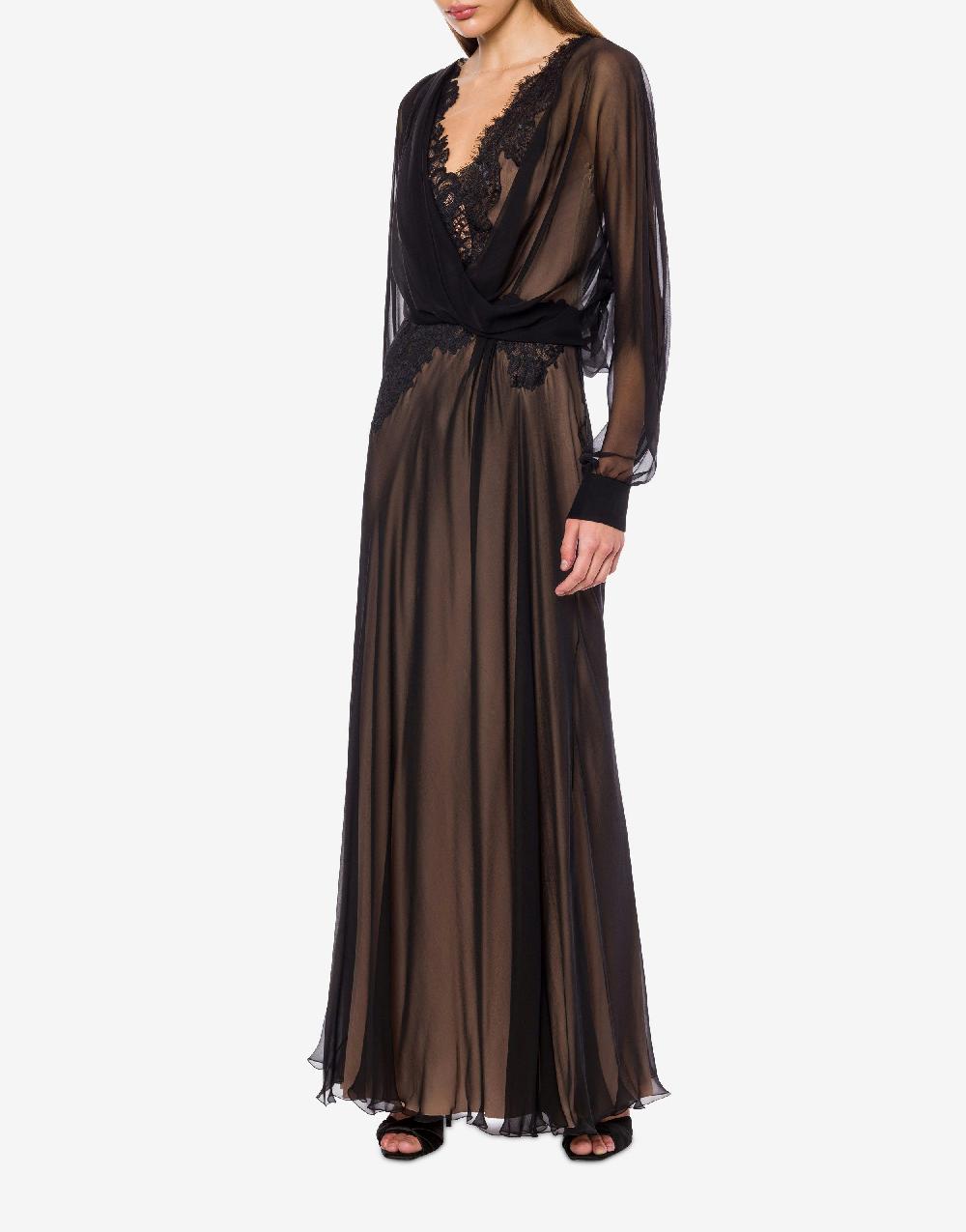 Alberta Ferretti Abito in chiffon organico con pizzo Offerte