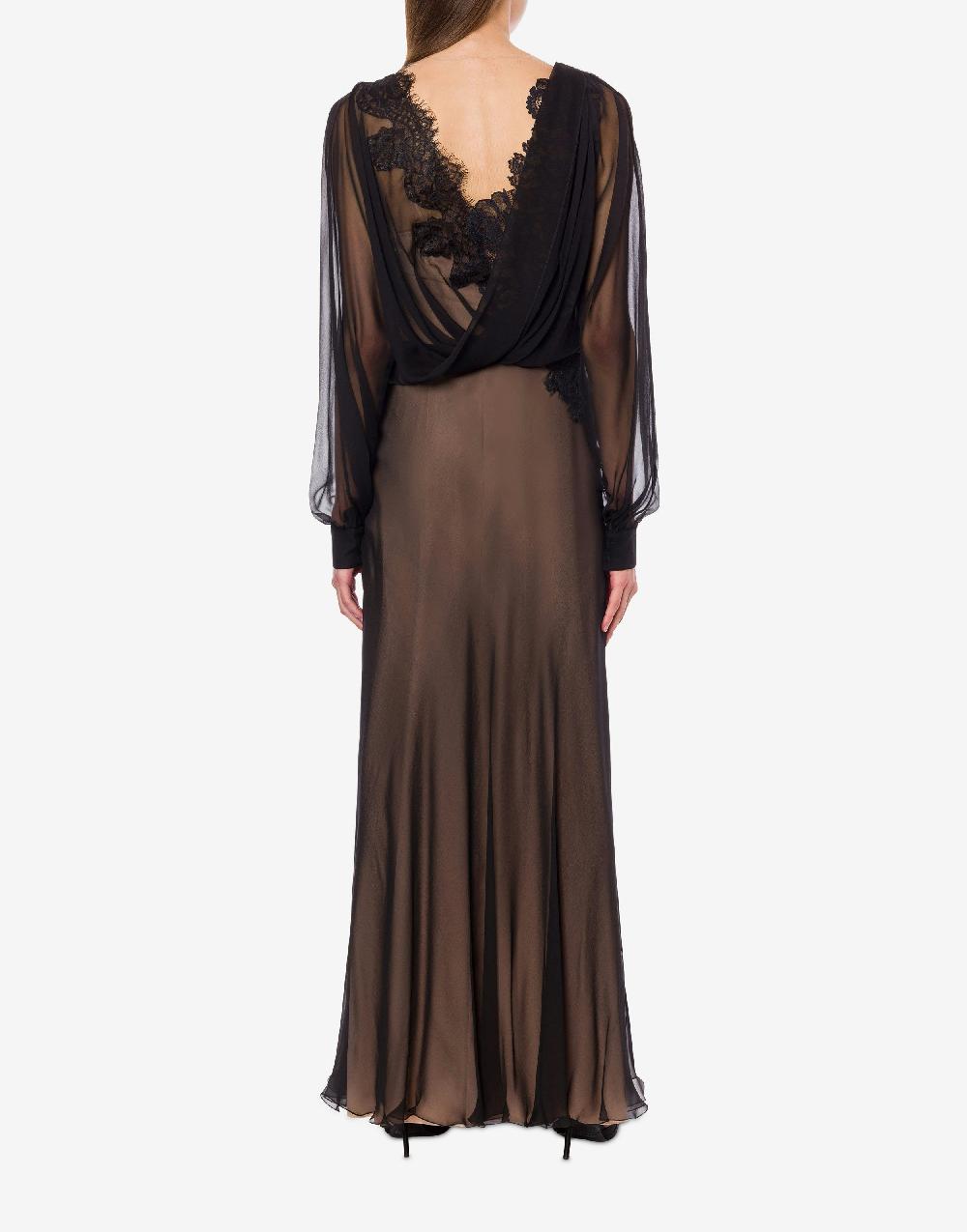 Alberta Ferretti Abito in chiffon organico con pizzo Offerte